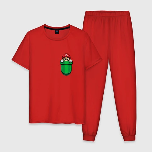 Мужская пижама Марио в кармане / Красный – фото 1