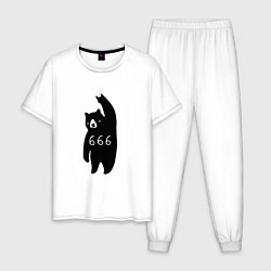 Пижама хлопковая мужская Bad Bear: 666 Rock, цвет: белый