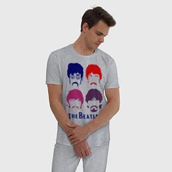 Пижама хлопковая мужская The Beatles faces, цвет: меланж — фото 2