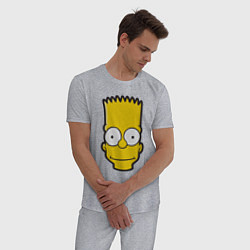 Пижама хлопковая мужская Довольный Барт, цвет: меланж — фото 2
