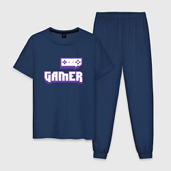 Пижама хлопковая мужская Twitch Gamer, цвет: тёмно-синий