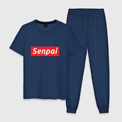 Пижама хлопковая мужская Senpai Supreme, цвет: тёмно-синий