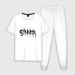Пижама хлопковая мужская Real Sinner, цвет: белый