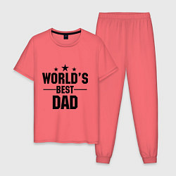 Пижама хлопковая мужская Worlds best DADDY, цвет: коралловый