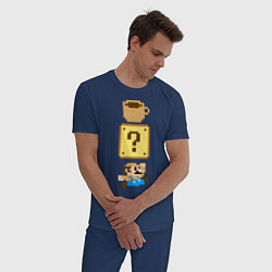 Пижама хлопковая мужская Любитель кофе Марио, цвет: тёмно-синий — фото 2