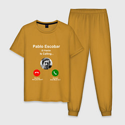 Пижама хлопковая мужская Escobar is calling, цвет: горчичный