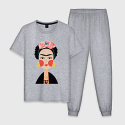 Пижама хлопковая мужская Фрида Кало, цвет: меланж