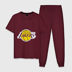 Пижама хлопковая мужская LA Lakers, цвет: меланж-бордовый