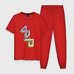 Пижама хлопковая мужская 420 Geometry, цвет: красный