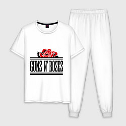 Пижама хлопковая мужская Guns n Roses: rose, цвет: белый