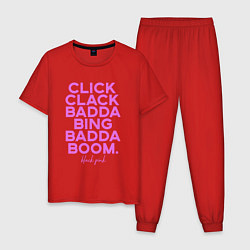 Пижама хлопковая мужская Click Clack Black Pink, цвет: красный