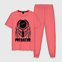 Пижама хлопковая мужская Predator Mask, цвет: коралловый