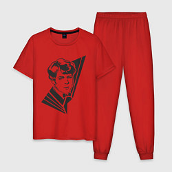 Пижама хлопковая мужская Юный Есенин, цвет: красный