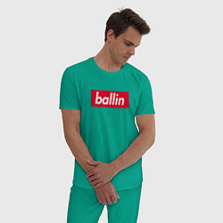 Пижама хлопковая мужская Ballin Kizaru, цвет: зеленый — фото 2