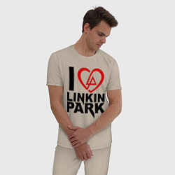Пижама хлопковая мужская I love Linkin Park, цвет: миндальный — фото 2