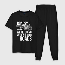 Пижама хлопковая мужская We don't need roads, цвет: черный