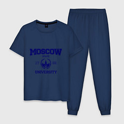 Пижама хлопковая мужская MGU Moscow University, цвет: тёмно-синий