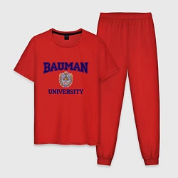 Пижама хлопковая мужская BAUMAN University, цвет: красный