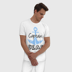 Пижама хлопковая мужская Captain seas, цвет: белый — фото 2
