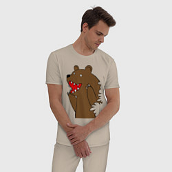 Пижама хлопковая мужская Медведь цензурный, цвет: миндальный — фото 2
