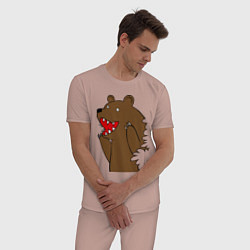 Пижама хлопковая мужская Медведь цензурный, цвет: пыльно-розовый — фото 2