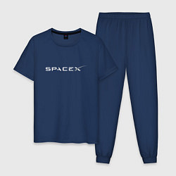 Пижама хлопковая мужская SpaceX, цвет: тёмно-синий