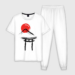 Пижама хлопковая мужская Японский стиль, цвет: белый