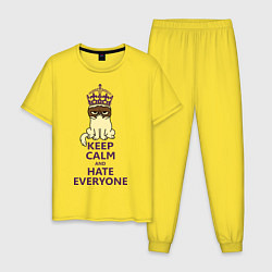 Пижама хлопковая мужская Keep Calm & Hate Everyone, цвет: желтый