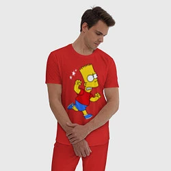 Пижама хлопковая мужская Барт: бой без правил, цвет: красный — фото 2