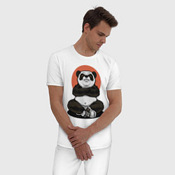 Пижама хлопковая мужская Злая панда, цвет: белый — фото 2