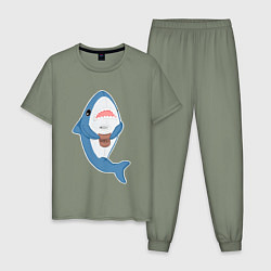 Пижама хлопковая мужская Hype Shark, цвет: авокадо