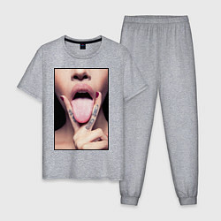 Пижама хлопковая мужская Кунилингус, цвет: меланж