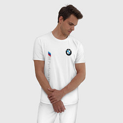 Пижама хлопковая мужская BMW M PERFORMANCE БМВ, цвет: белый — фото 2