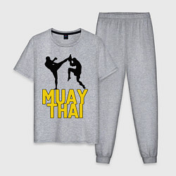 Пижама хлопковая мужская Muay Thai, цвет: меланж