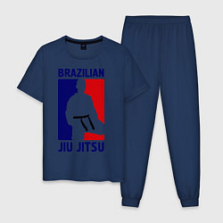 Пижама хлопковая мужская Brazilian Jiu jitsu, цвет: тёмно-синий