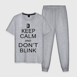 Пижама хлопковая мужская Keep Calm & Don't Blink, цвет: меланж