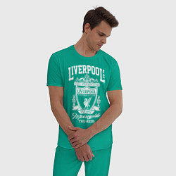 Пижама хлопковая мужская Liverpool: Est 1892, цвет: зеленый — фото 2