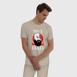 Пижама хлопковая мужская Dad Kratos, цвет: миндальный — фото 2