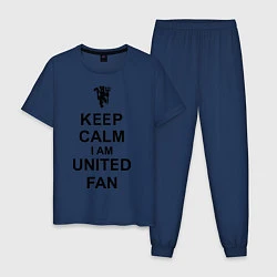 Пижама хлопковая мужская Keep Calm & United fan, цвет: тёмно-синий
