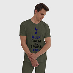 Пижама хлопковая мужская Keep Calm & Spurs fan, цвет: меланж-хаки — фото 2