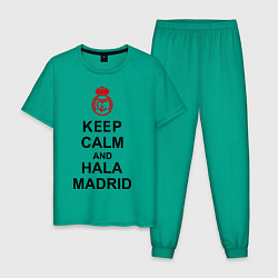 Пижама хлопковая мужская Keep Calm & Hala Madrid, цвет: зеленый
