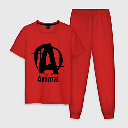 Пижама хлопковая мужская Animal Logo, цвет: красный