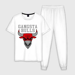 Пижама хлопковая мужская Gangsta Bulls, цвет: белый