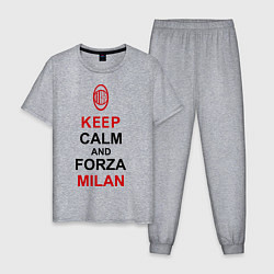 Пижама хлопковая мужская Keep Calm & Forza Milan, цвет: меланж
