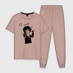 Пижама хлопковая мужская Бездомный Бог, цвет: пыльно-розовый