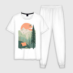 Пижама хлопковая мужская Wood Adventure, цвет: белый