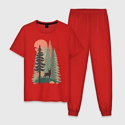Пижама хлопковая мужская Forest Adventure, цвет: красный
