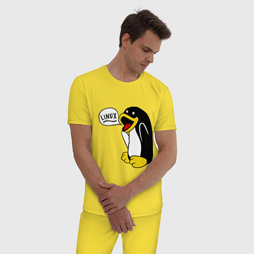 Мужская пижама Пингвин: Linux / Желтый – фото 3