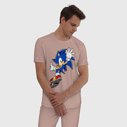 Пижама хлопковая мужская Sonic, цвет: пыльно-розовый — фото 2