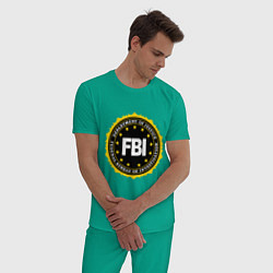 Пижама хлопковая мужская FBI Departament, цвет: зеленый — фото 2